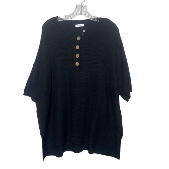 Ekouaer Button-Up Sweater Shirt Womens XL Black Short Sleeves - Picture 1 of 7